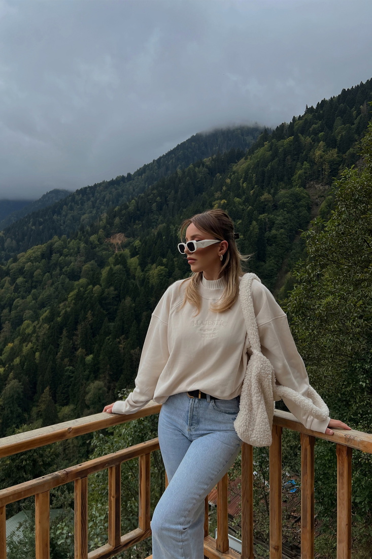 Cream Majestic Printed Sweat ATE2103 - LEVENT