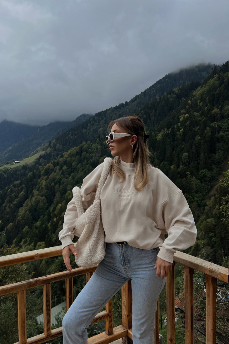 Cream Majestic Printed Sweat ATE2103 - LEVENT