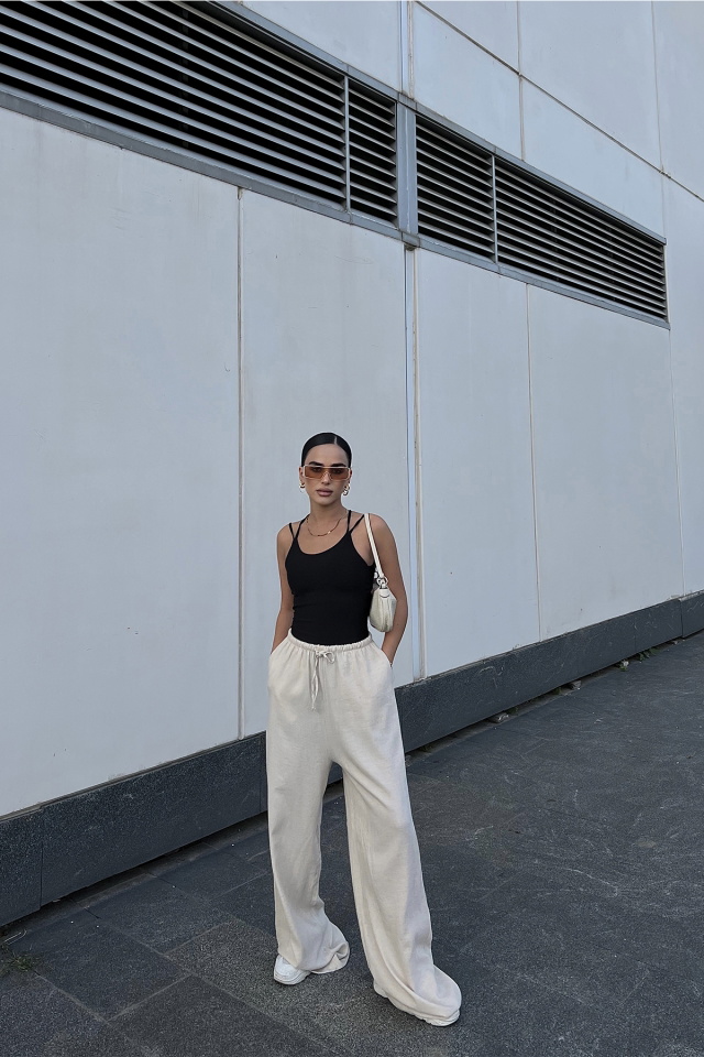 Cream Palazzo Pants ATE2280 - 3