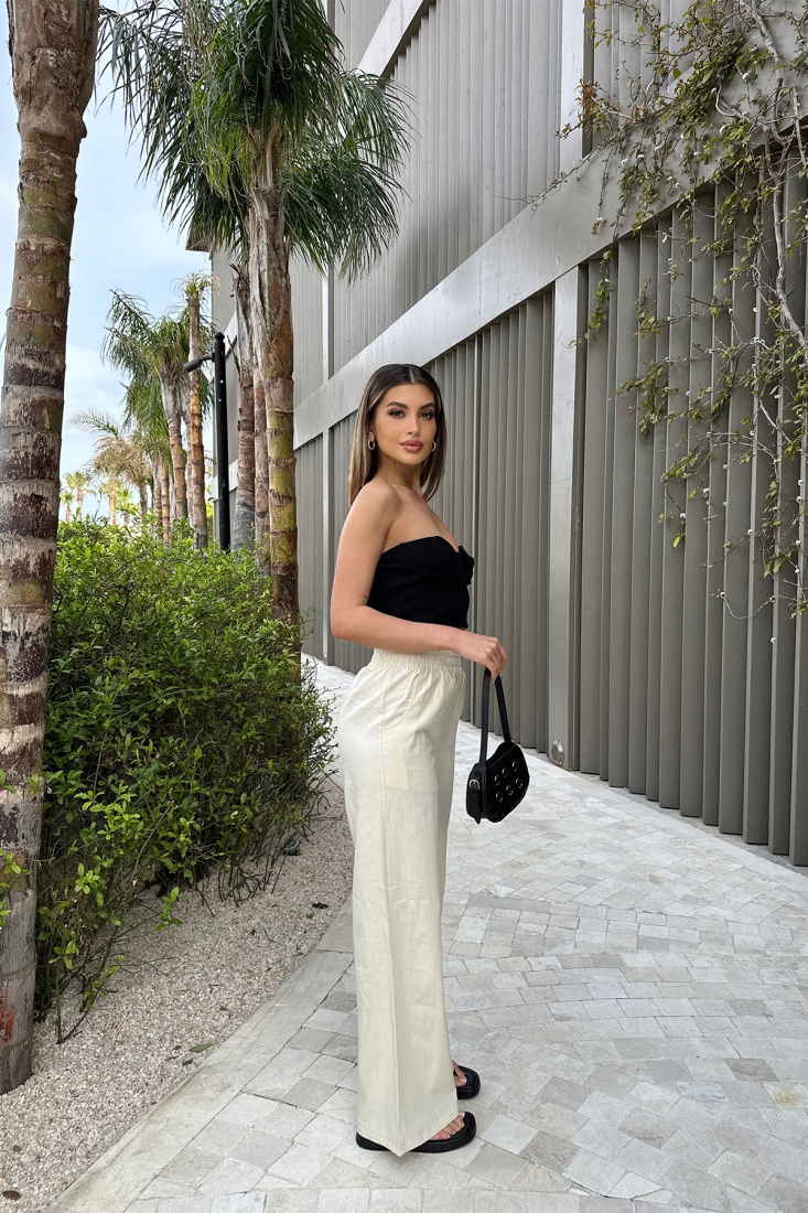 Cream Palazzo Pants ATE6198 - EYYO