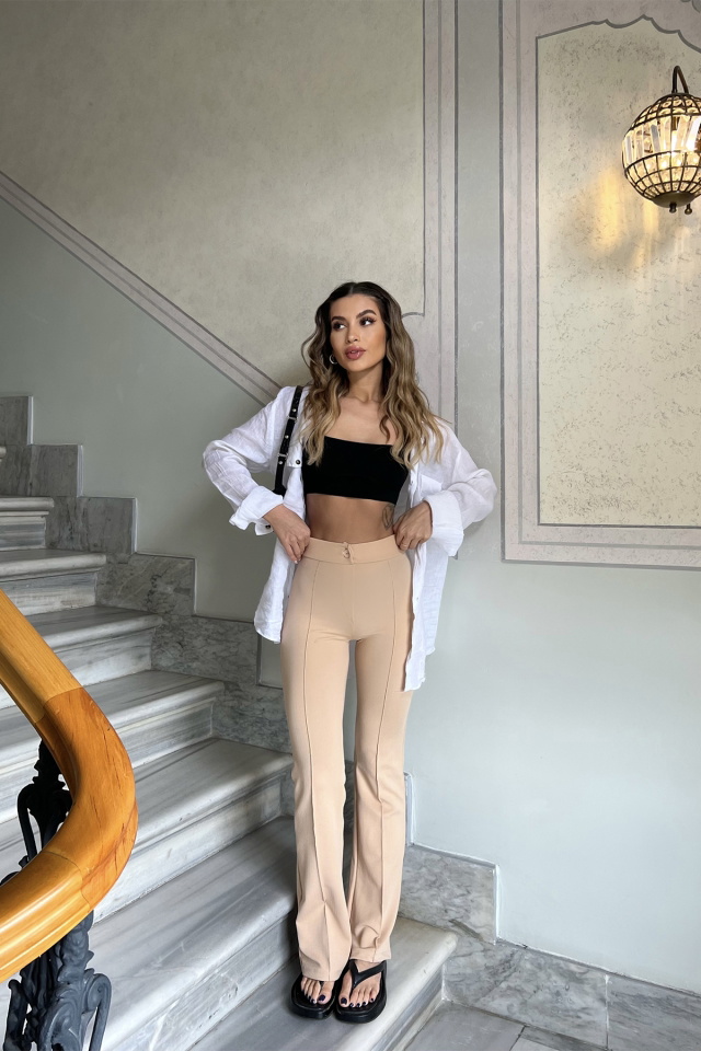 Cream Stitch Detail Pants ATE4387 - 4