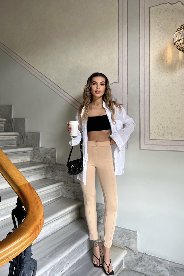 Cream Stitch Detail Tights ATE4373 