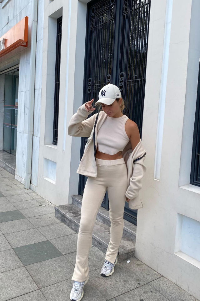Cream Zipper Detail Set ATE2821 - 1