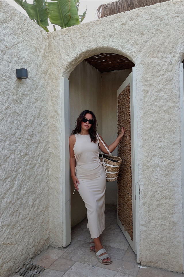 Cream Both Side Laced Dress ATE1763 - 2
