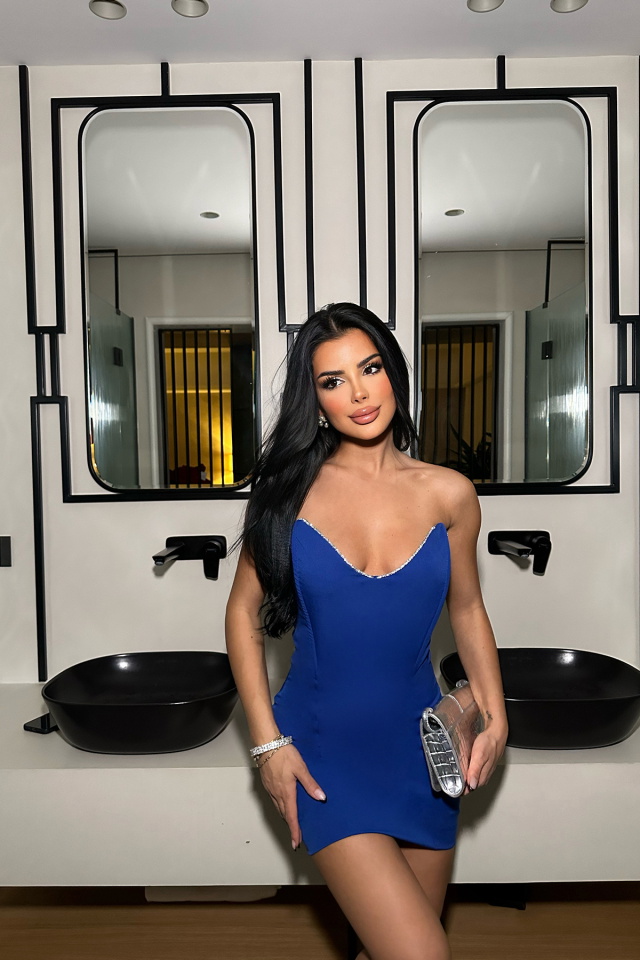 Daisy Saks Taş Detay Straplez Elbise ATE-0644 - 3