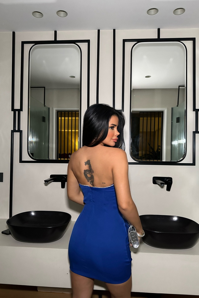 Daisy Saks Taş Detay Straplez Elbise ATE-0644 - 5