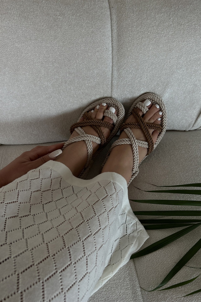 Double Color Wicker Sandals ATEL37 - 2