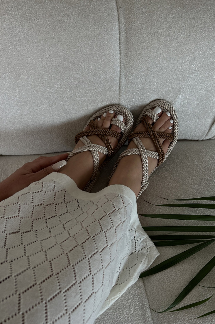 Double Color Wicker Sandals ATEL37 - EYYO