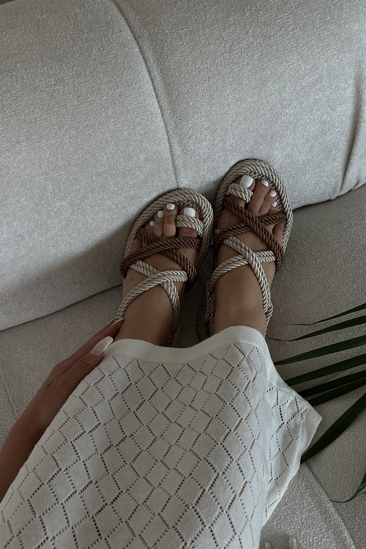 Double Color Wicker Sandals ATEL37 - EYYO