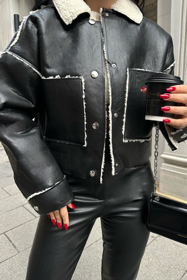 Double Side Faux Leather Coat ATE2629 - 2