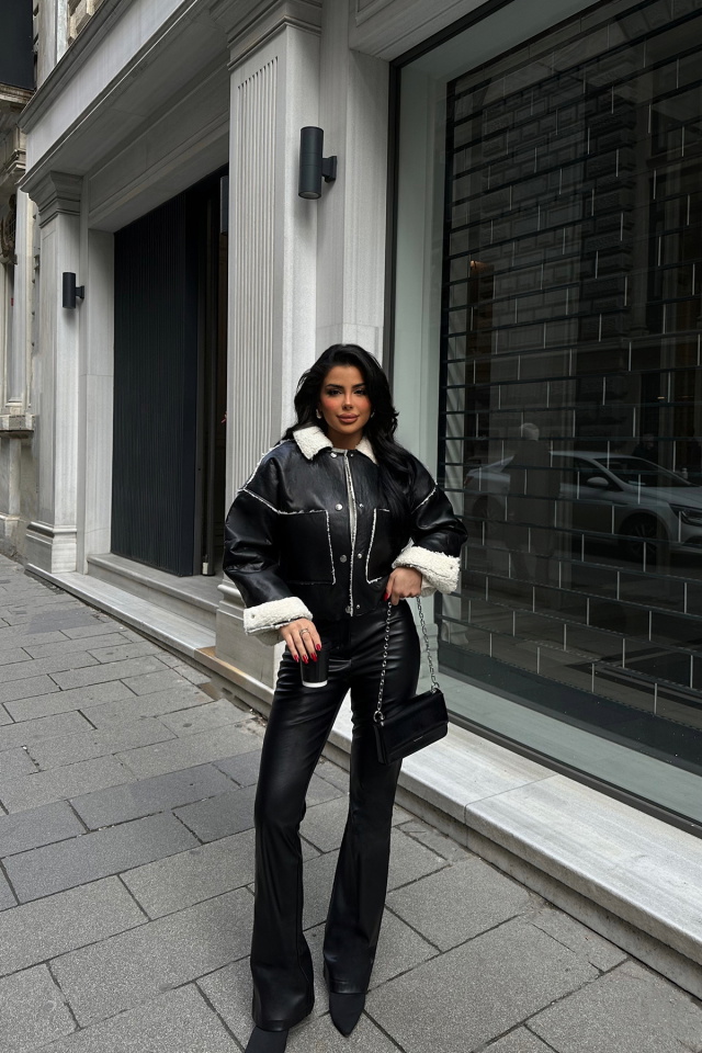 Double Side Faux Leather Coat ATE2629 - 1