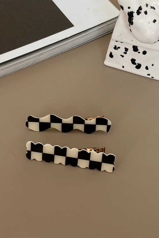 Double Color Plaid Pattern Clip Set AK2 - 1