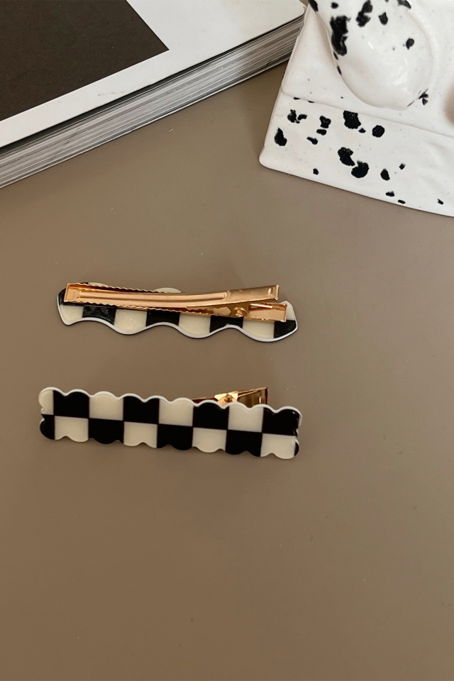 Double Color Plaid Pattern Clip Set AK2 - 2