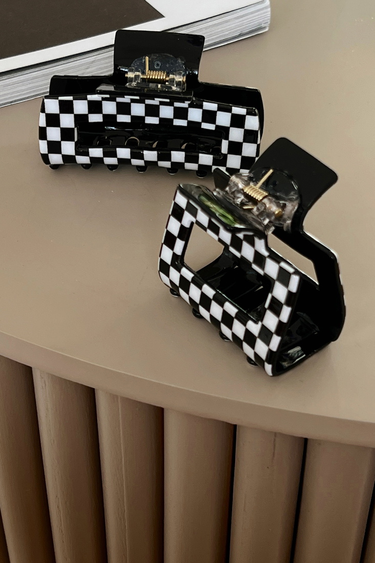 Double Color Plaid Pattern Clip Set AK8 - EYYO