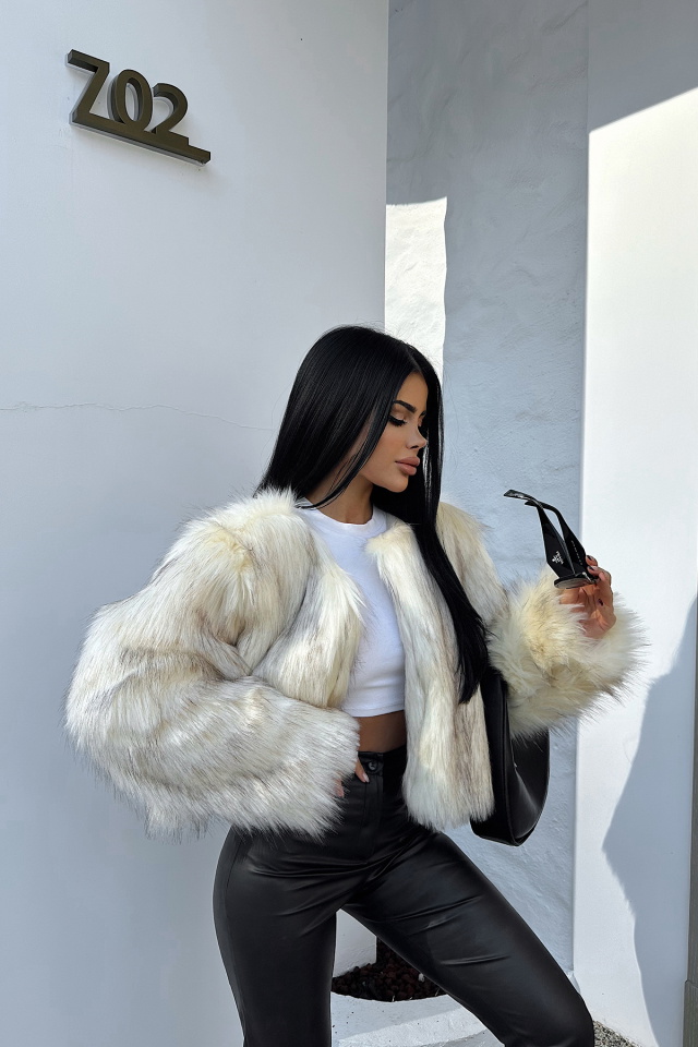 Ekru VANESSA Kısa Kürk ATE-0420 - 4