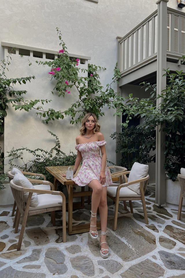 Floral Front Laced Mini Dress ATE1577 - 3