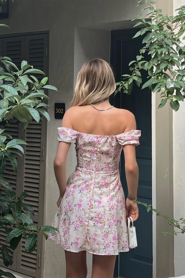 Floral Front Laced Mini Dress ATE1577 - 4