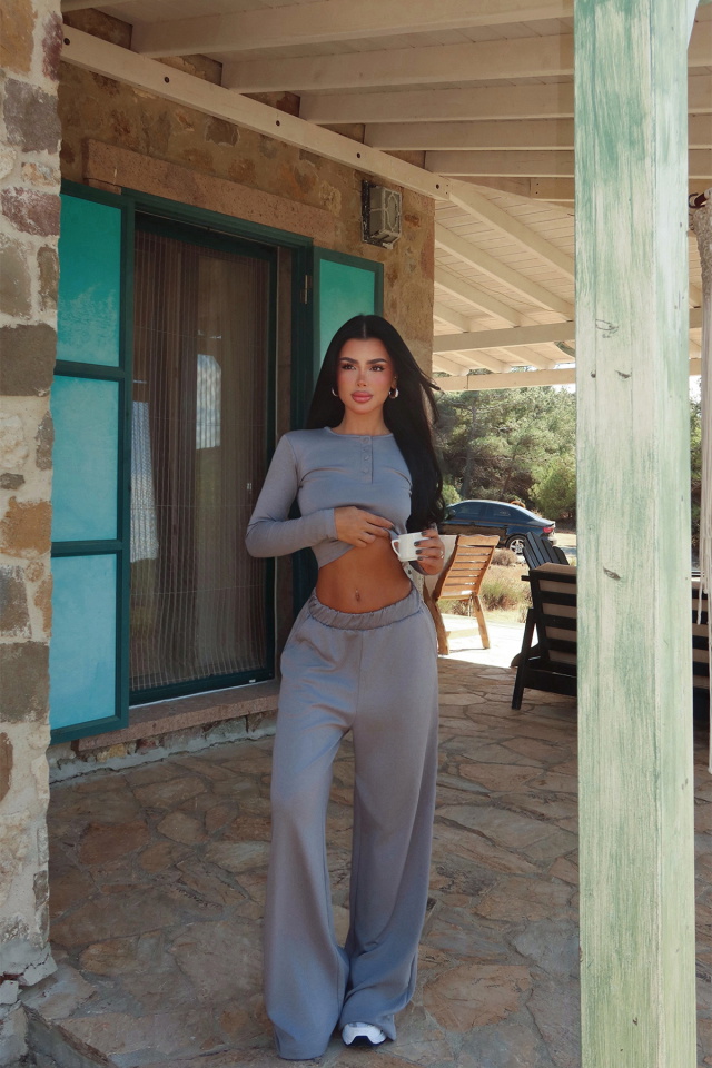 Füme Düğme Detay Pantolonlu Takım ATE-3644 - 3
