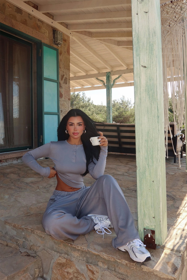 Füme Düğme Detay Pantolonlu Takım ATE-3644 - 4