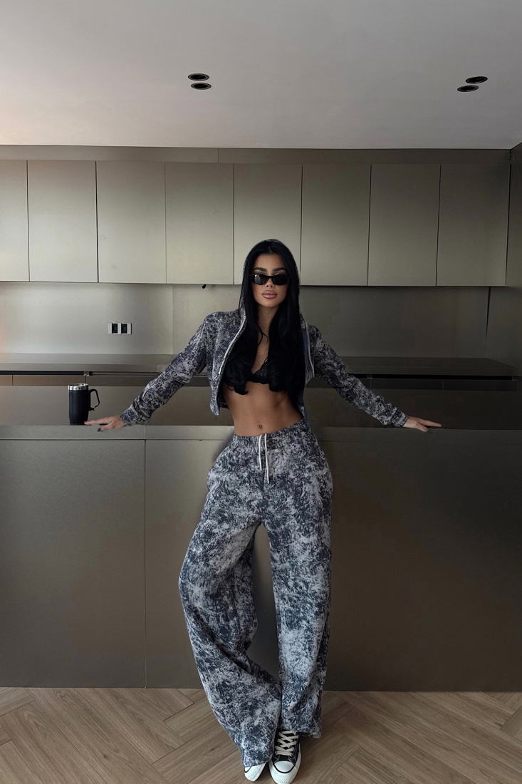 Füme Joelle Desenli Eşofman Takım ATE-3641 - EYYO