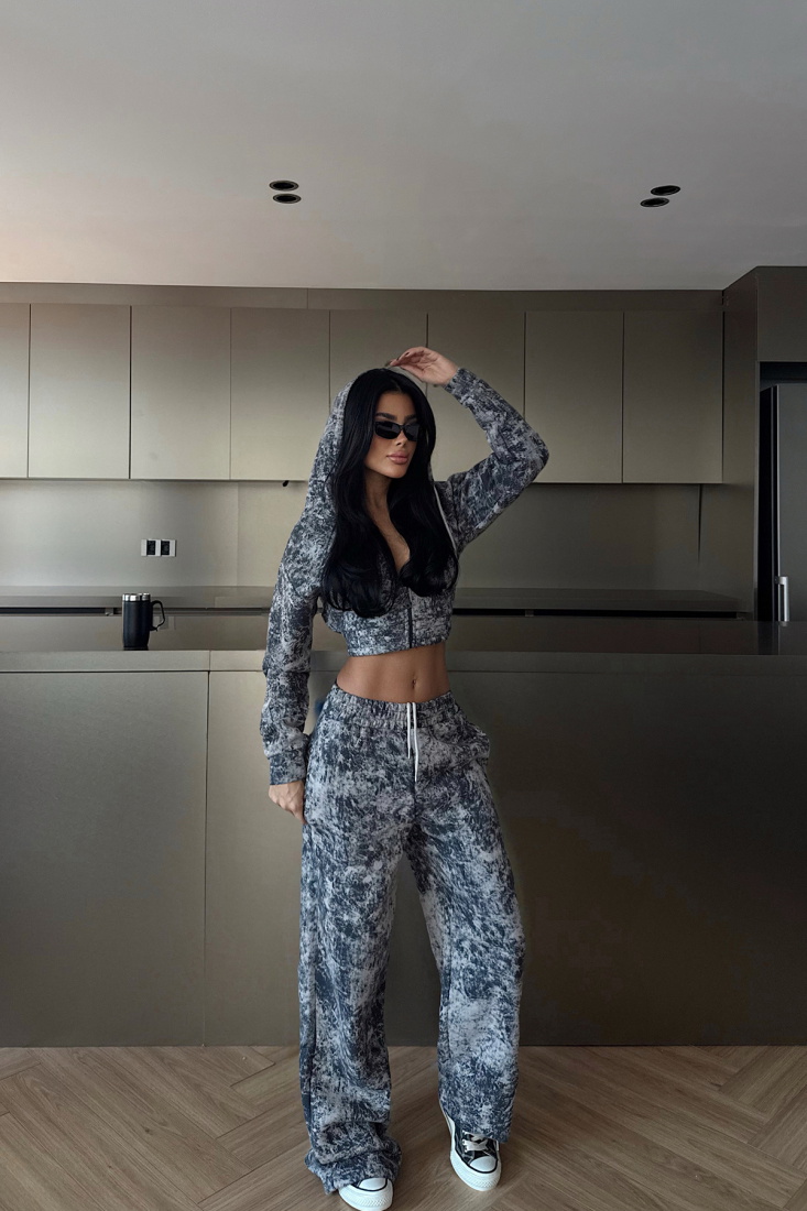 Füme Joelle Desenli Eşofman Takım ATE-3641 - EYYO