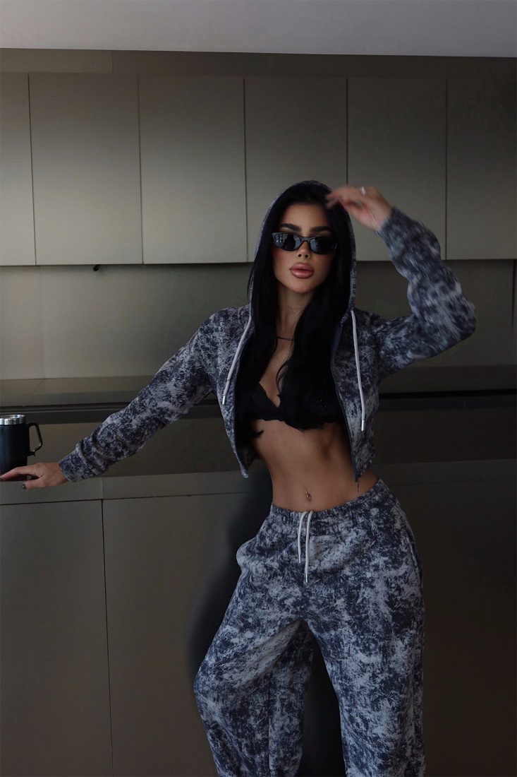 Füme Joelle Desenli Eşofman Takım ATE-3641 - EYYO