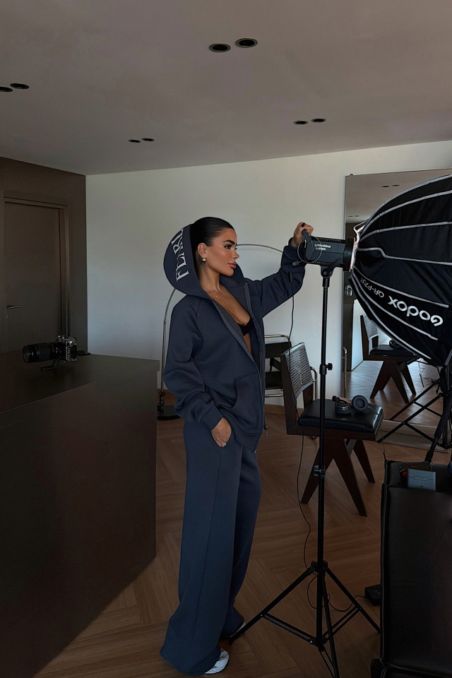 Füme Bonny Fermuarlı Eşofman Takımı ATE-3868 