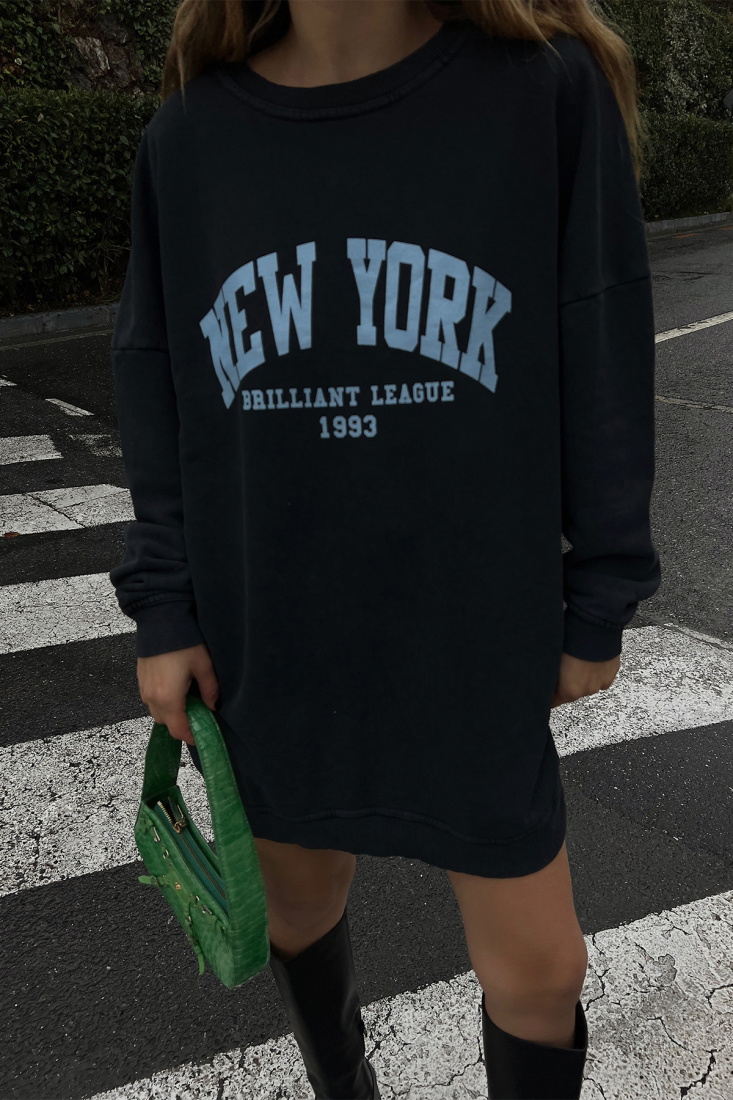Füme New York Baskılı Sweat ATE2929 - EYYO