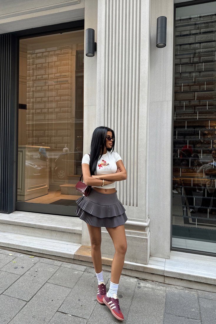 Füme Riley Mini Şort Etek ATE-1438 - EYYO