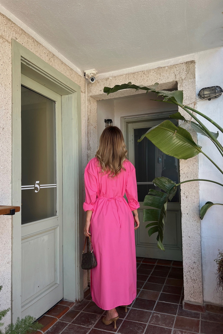 Fushcia Buttoned Maxi Dress ATE1873 - DEPPOT