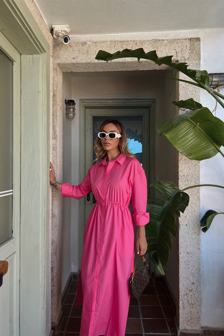 Fushcia Buttoned Maxi Dress ATE1873 - DEPPOT