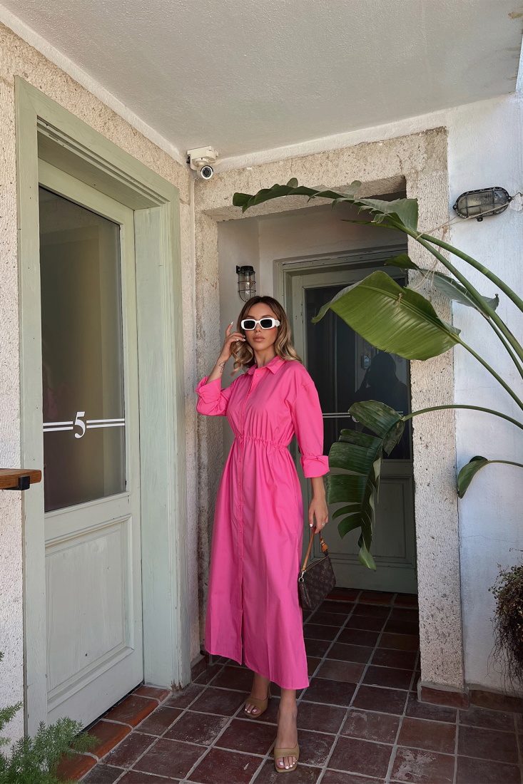 Fushcia Buttoned Maxi Dress ATE1873 - DEPPOT