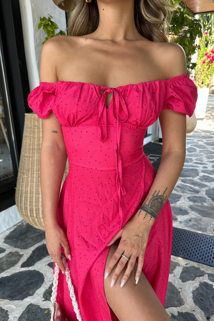 Fushcia Deep Slit Long Dress ATE6955 - EYYO