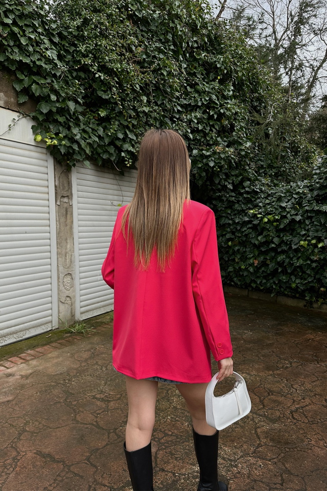 Fushcia Double Breasted Collar Jacket ATE4782 - 4