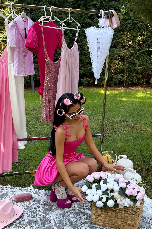 Fuşya Cecilia Askısı Fiyonk Detaylı Mini Balon Elbise ATE-3338 - 4