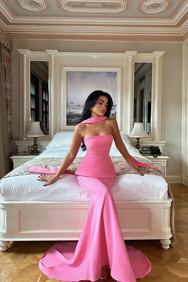 Benedita Uzun Fularlı Elbise ATE-3521 - 4