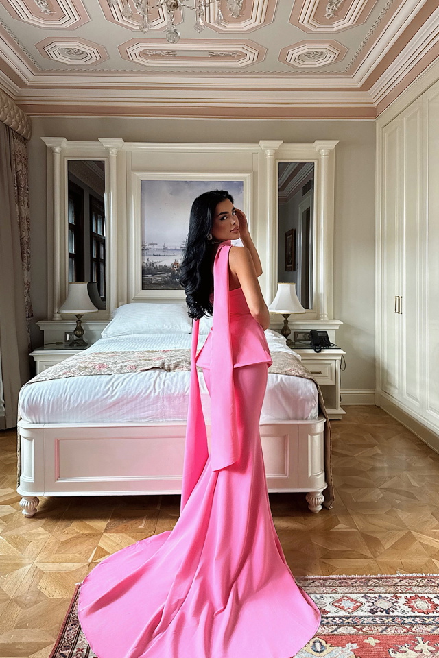 Benedita Uzun Fularlı Elbise ATE-3521 - 5