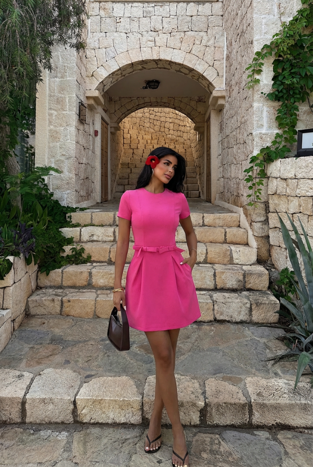 Fuşya Basic Mini Elbise ATE-3146 