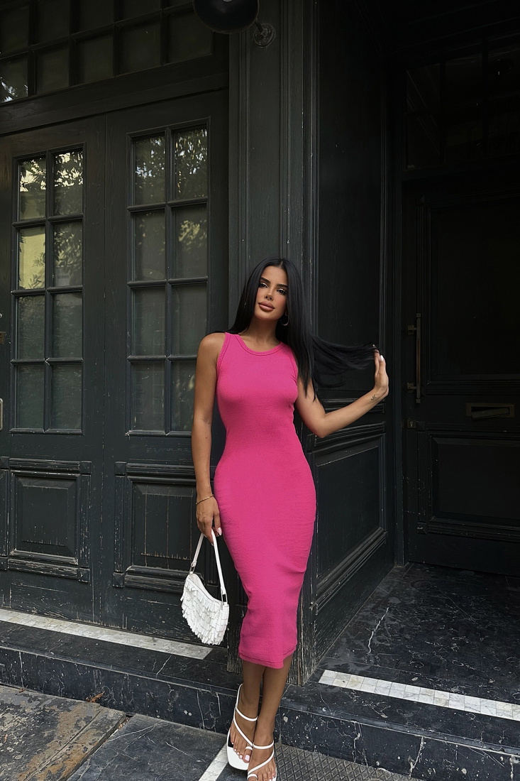 Fuşya Basic Uzun Elbise ATE7850 - EYYO