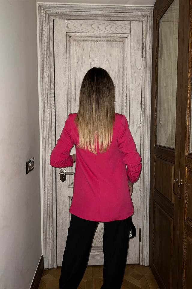 Fuşya Blazer Kruvaze Yaka Ceket ATE4276 - 5