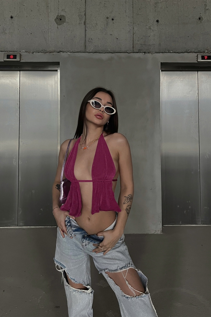 Fuşya Crop Top ATE4208 - EYYO