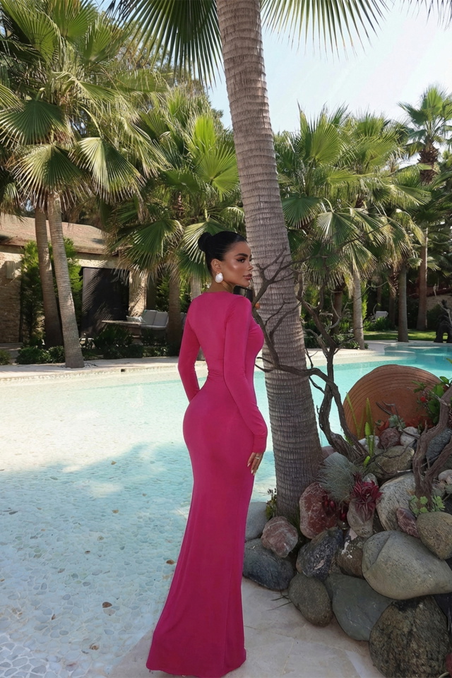 Fuşya Marcelo Uzun Elbise ATE-2478 - 2