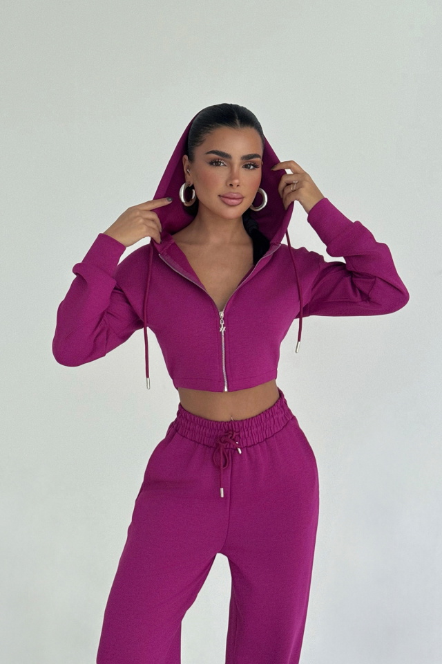 Fuşya Olindy Fermuarlı Eşofman Takım ATE-2328 - 2