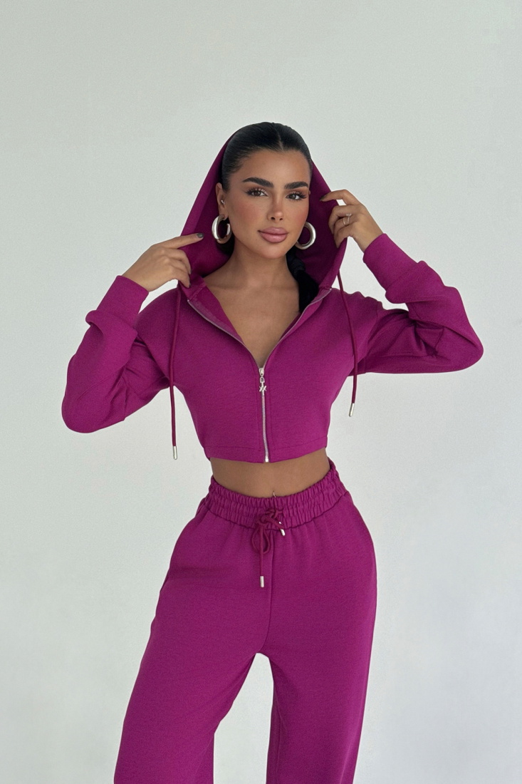 Fuşya Olindy Fermuarlı Eşofman Takım ATE-2328 - EYYO