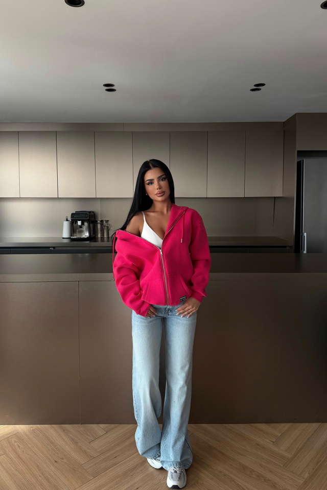 Fuşya Medias Kapüşonlu Hırka ATE-4865 