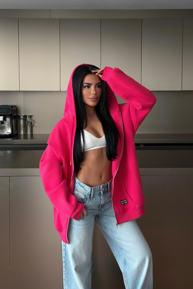 Fuşya Medias Kapüşonlu Hırka ATE-4865 - 3