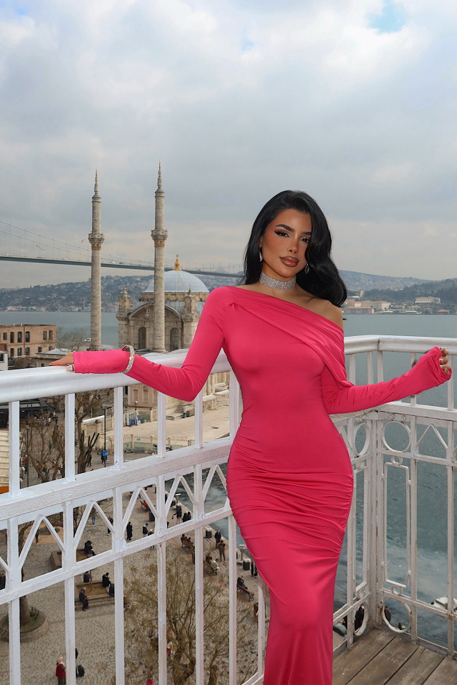 Fuşya Eywa Uzun Elbise ATE-4001 - 4