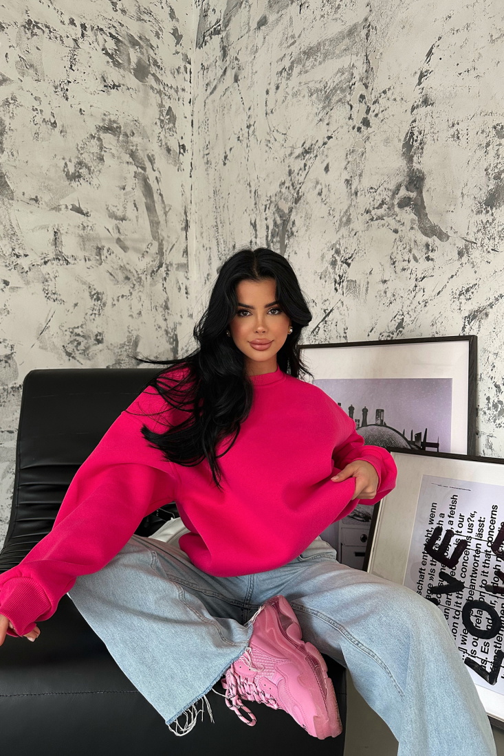 Fuşya Oversize Sweat ATE-0362 - EYYO