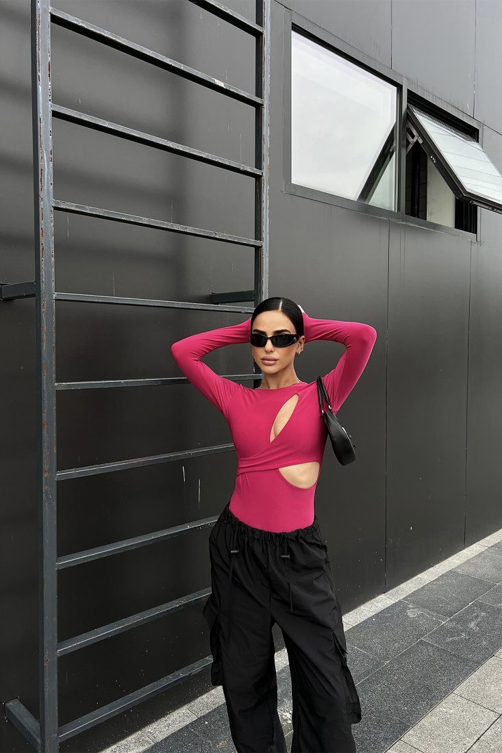 Fuşya Pencere Detay Bodysuit ATE4705 - EYYO