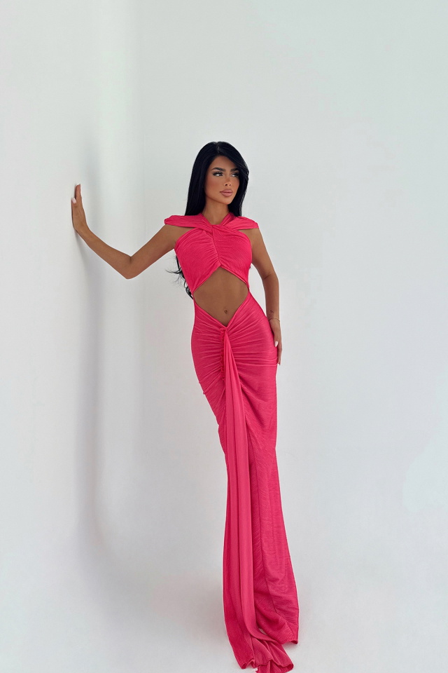 Fuşya Orleans Uzun Elbise ATE-3323 - 2